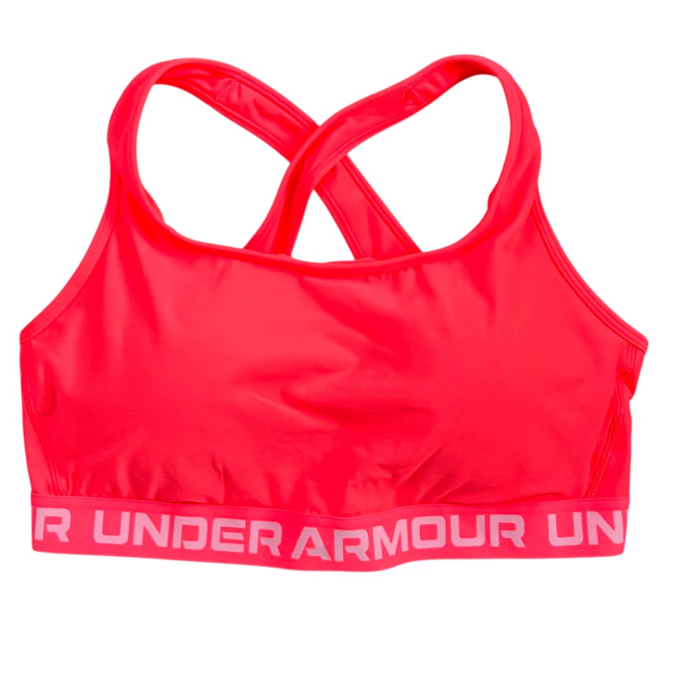 Under Armour Womenâs Crossback Compression Mid Impact Sports Bra Neon Pink 2x